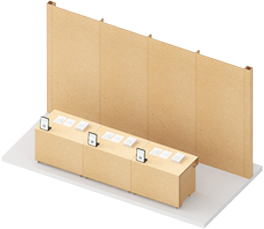 Simple Display registration desk 3D render — WALL + DESK