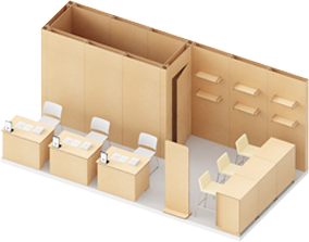 Booth Style registration desk 3D render — SET + TABLE